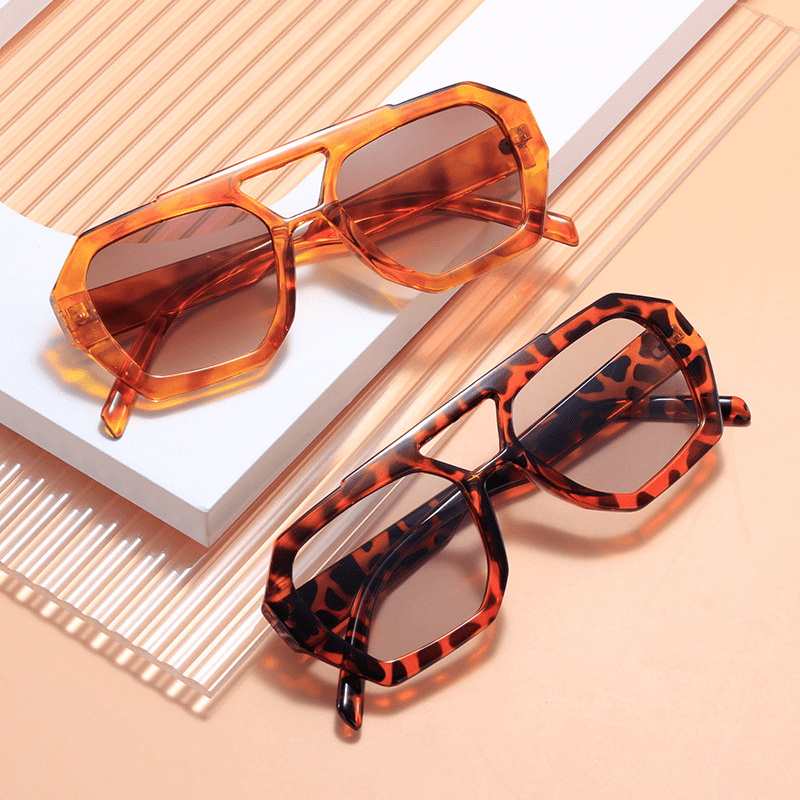 Y2K Retro Aviator Sunglasses Double Bridge Jelly UV400 Sun Shades