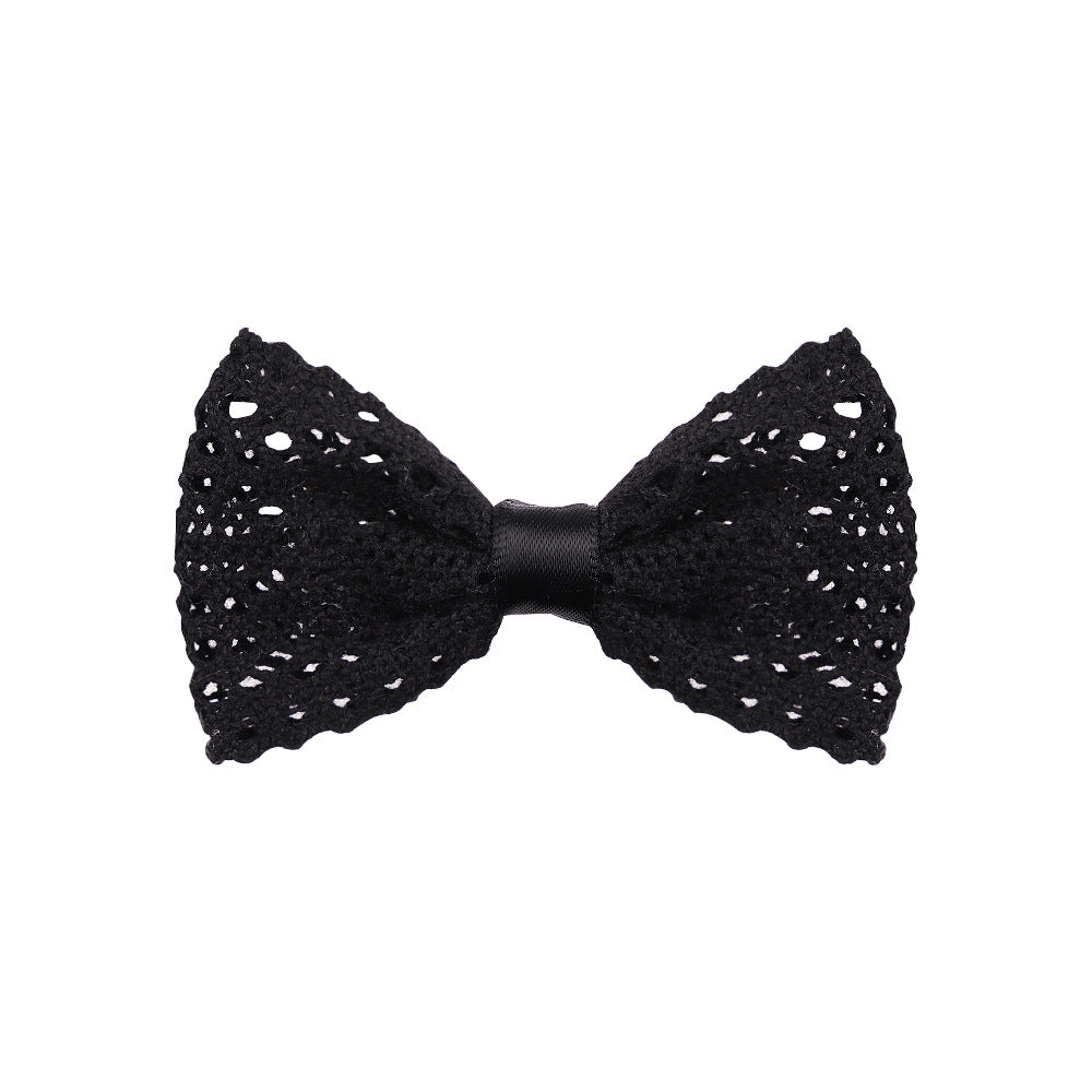 Hollow Knitted Bow Hair Clip Duck Billed Clip for Side Hair Bang