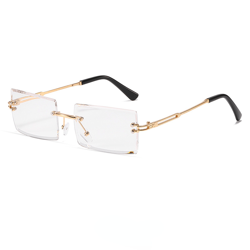 Rimless Sunglasses Gradient Metal Temple UV400