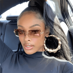 Rimless Sunglasses Gradient Metal Temple UV400