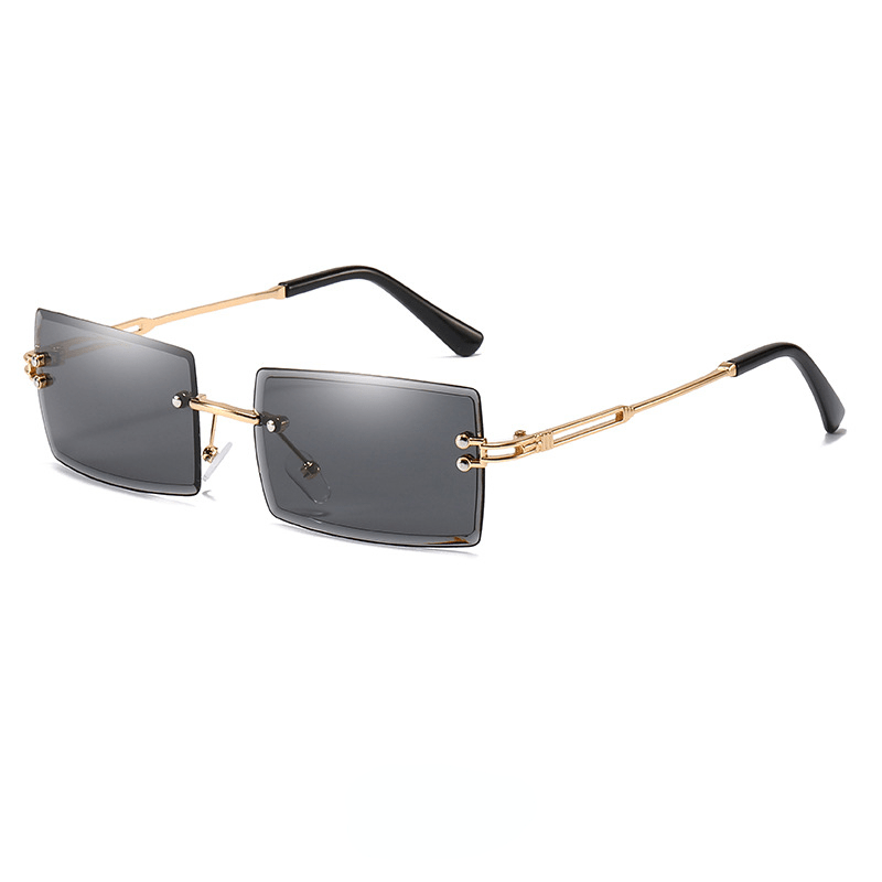 Rimless Sunglasses Gradient Metal Temple UV400