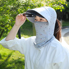 Floral Print Sun Hat with Face Covering for Outdoor Sports