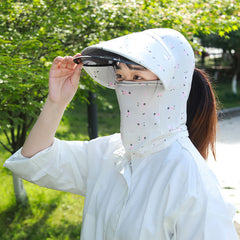 Floral Print Sun Hat with Face Covering for Outdoor Sports