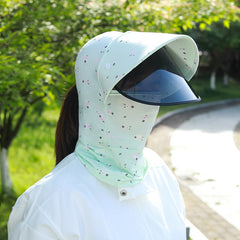 Floral Print Sun Hat with Face Covering for Outdoor Sports