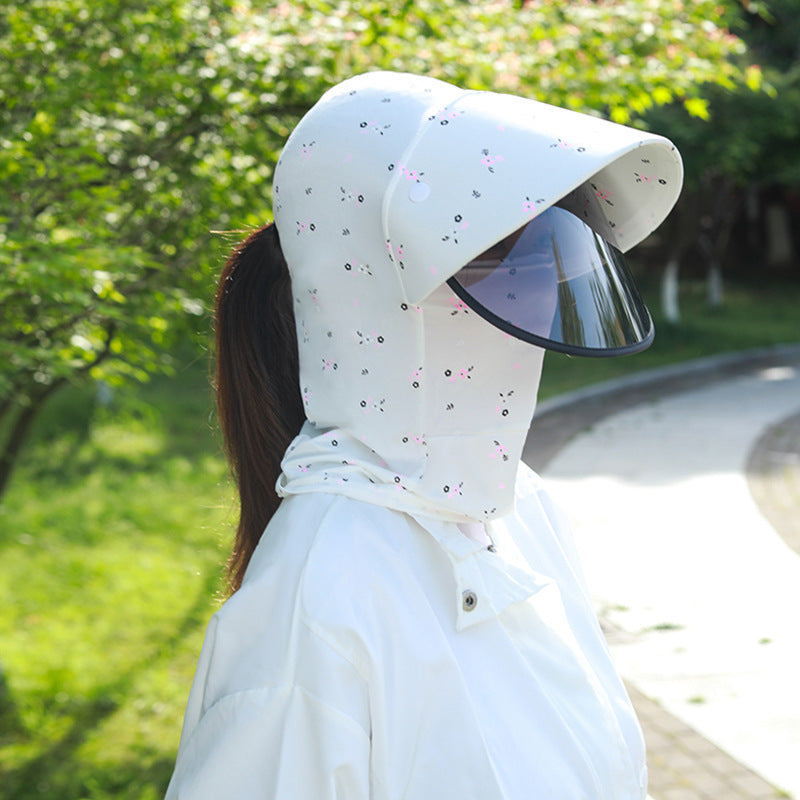 Floral Print Sun Hat with Face Covering for Outdoor Sports