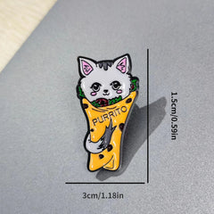 Yellow Kitten Pancake Brooch for Men