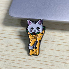 Yellow Kitten Pancake Brooch for Men