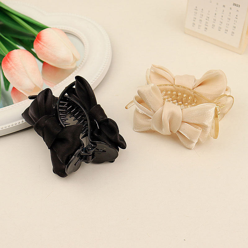 Mesh Bow Hair Claw Clip Nonslip Ponytail Bun Holder