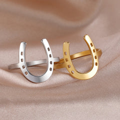 Lucky Horseshoes U Shape Rings Stainless Steel Jewelry Gift For Men And Women