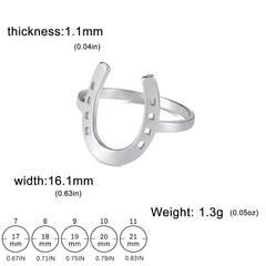Lucky Horseshoes U Shape Rings Stainless Steel Jewelry Gift For Men And Women