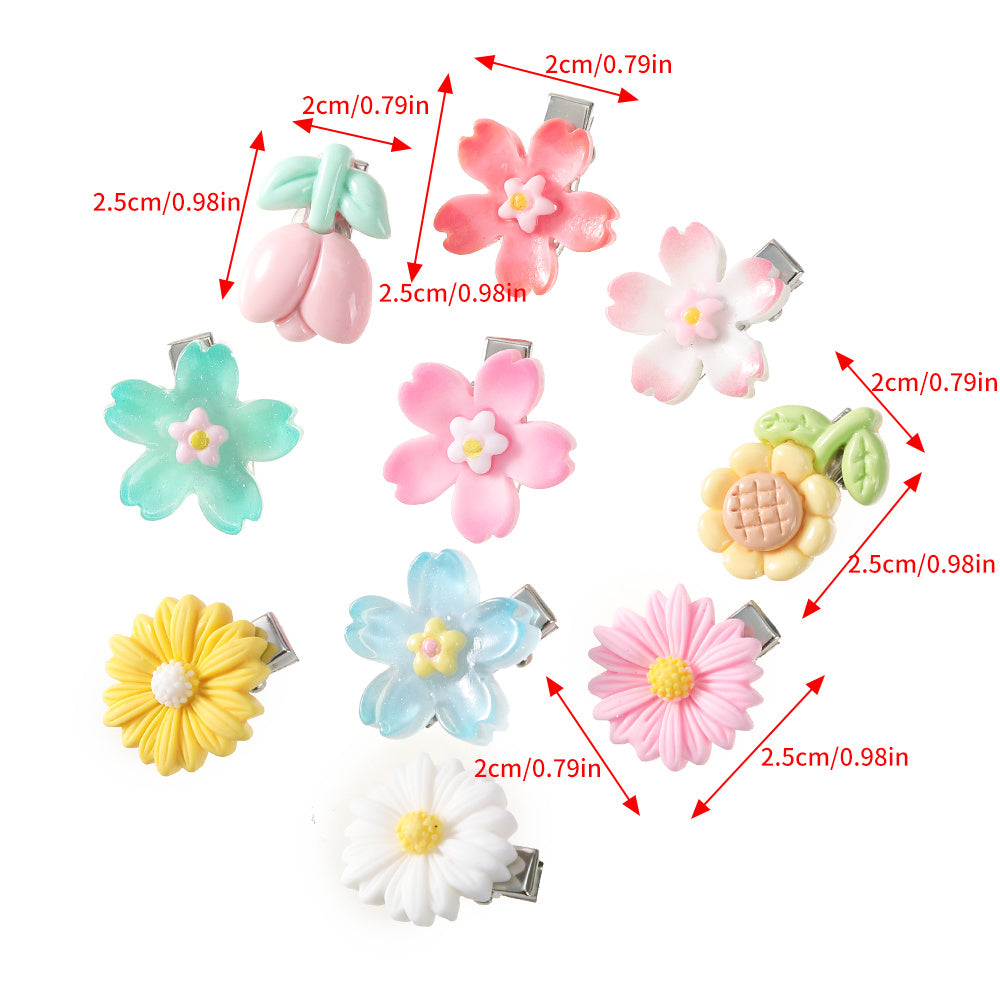 5pcs Sunflower Resin Hair Clip Duck Billed Mini Side Clip