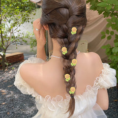 5pcs Sunflower Resin Hair Clip Duck Billed Mini Side Clip