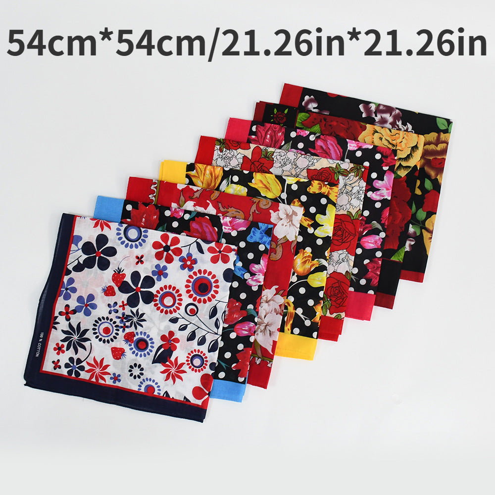 Boho Floral Print Bandana Hip Hop Square Scarf Unisex Headband Wrist Wraps