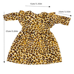 Leopard Print Long Sleeve Dress for 18 American Dolls Polyester Outfit