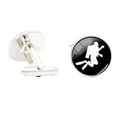 Love Diving Scuba Photo Glass Cufflinks Rhodium Plated