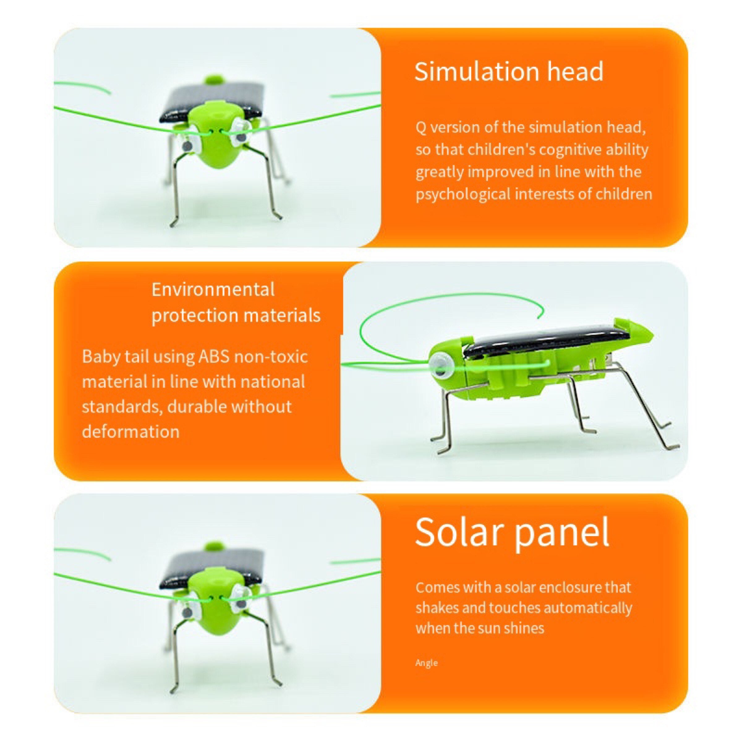 Funny Solar Powered Grasshopper Toy Puzzle for Kids