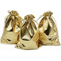 50pcs Heavy Duty Golden Organza Jewelry Pouches Wedding Favor Bags