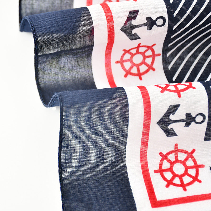 Navy Anchor Bandana Cotton Neckerchief Headband