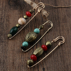 Natural Stone Brooch Pin For Clothing Dress Decor