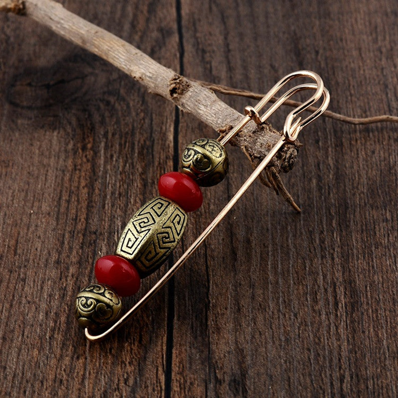Natural Stone Brooch Pin For Clothing Dress Decor