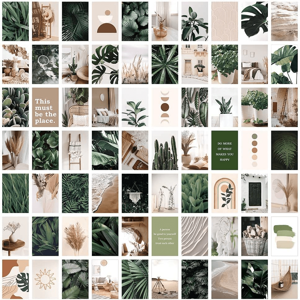 70 Sheets Greenery Wall Collage Kit 4x6 In