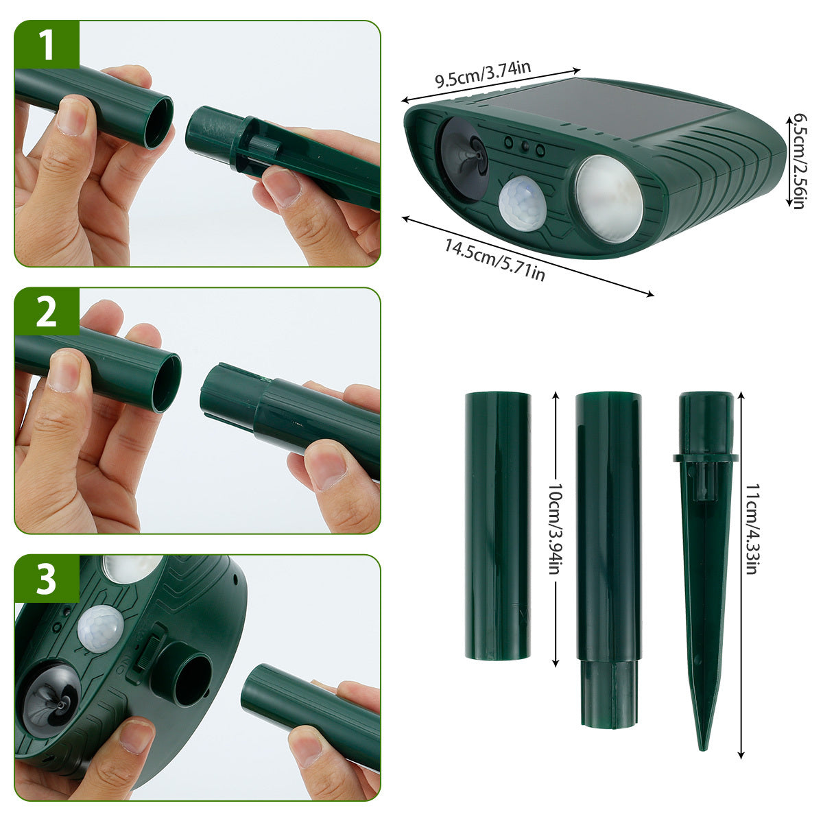 Solar Animal Repellant Ultrasonic Cat Dog Out Door Solar Powered Waterproof