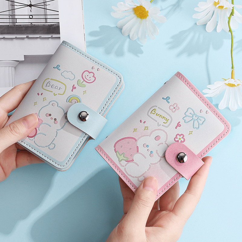 Cartoon Buckle Anti Degaussing Card Holder Large Capacity