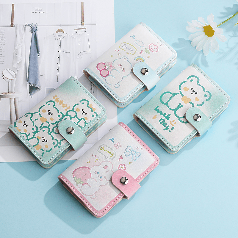 Cartoon Buckle Anti Degaussing Card Holder Large Capacity
