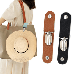 Mini Travel PU Leather Hat Clip Outdoor Backpack Luggage Organizer Clip