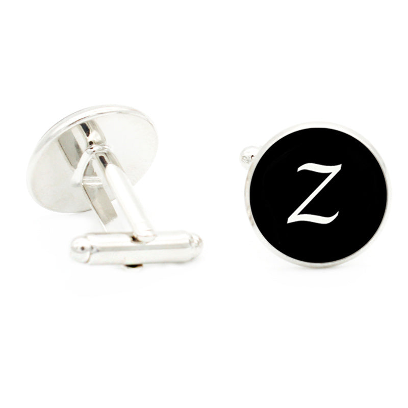 Metal Letter U Cufflinks 16MM Round Suit Shirt Cufflinks