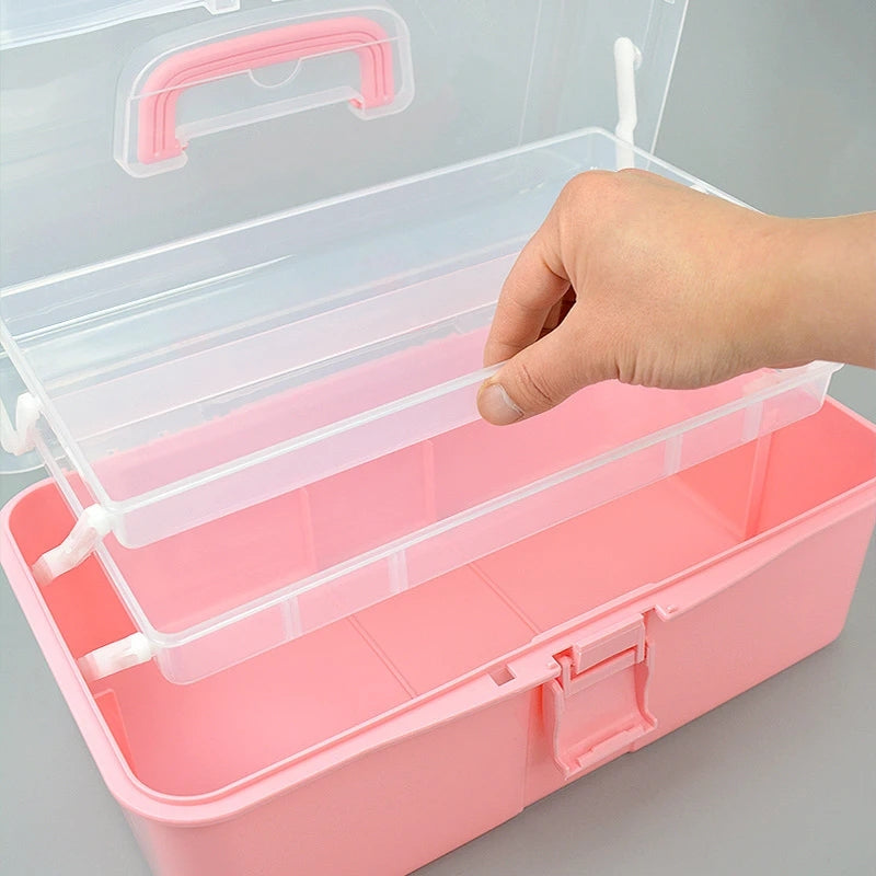 3-Layer Multipurpose Storage Box Organizer Folding Tool Box Sewing Art Crafts