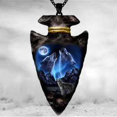 Wolf Head Necklace Triangle Chain Pendant Gift