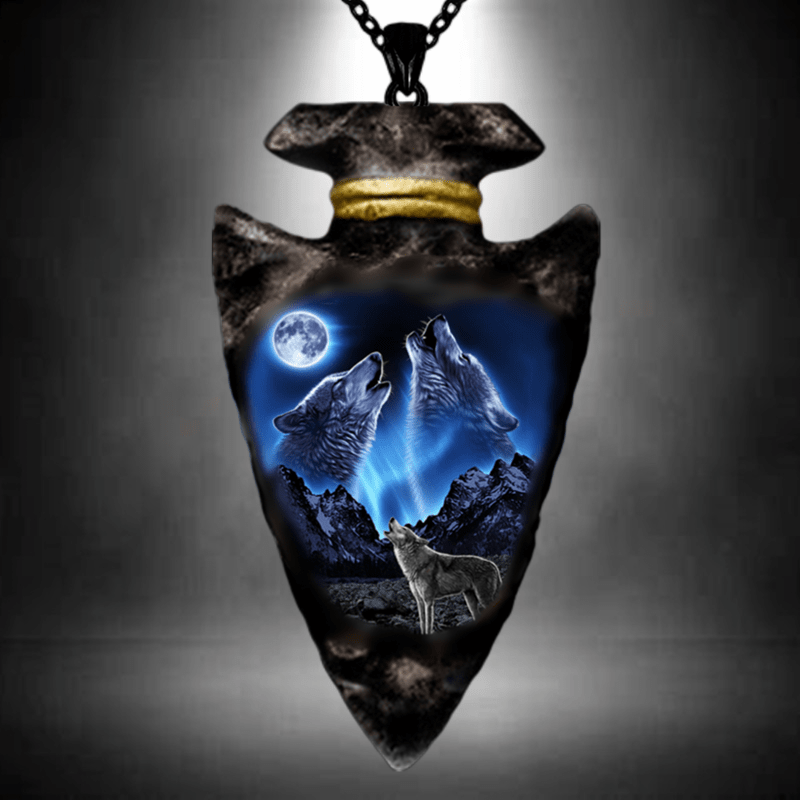 Wolf Head Necklace Triangle Chain Pendant Gift