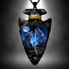 Wolf Head Necklace Triangle Chain Pendant Gift