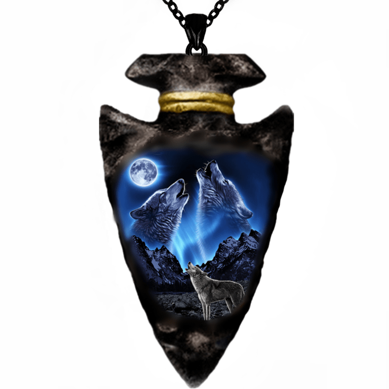 Wolf Head Necklace Triangle Chain Pendant Gift
