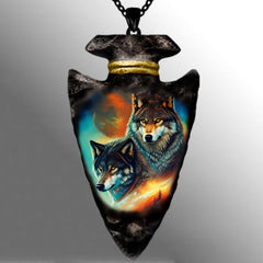 Boy's Wolf Necklace Hip hop Punk Style Geometric Triangle Pendant