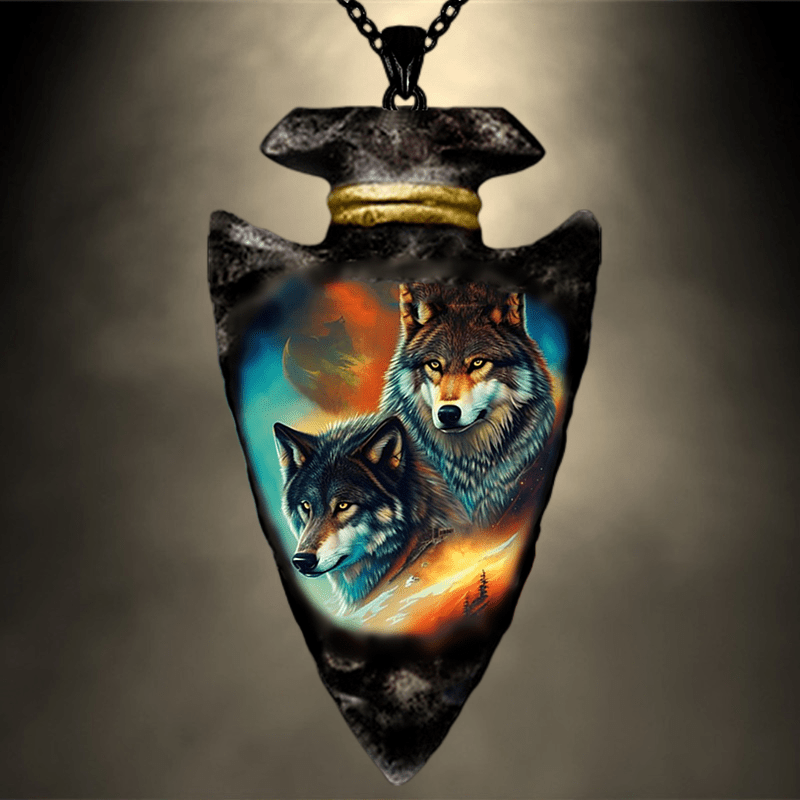 Boy's Wolf Necklace Hip hop Punk Style Geometric Triangle Pendant