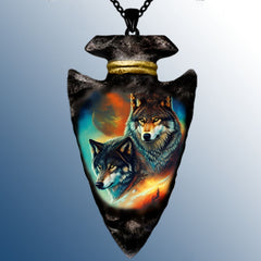 Boy's Wolf Necklace Hip hop Punk Style Geometric Triangle Pendant