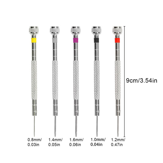 5pcs Watchmakers Screwdrivers Set with Replacement Tips