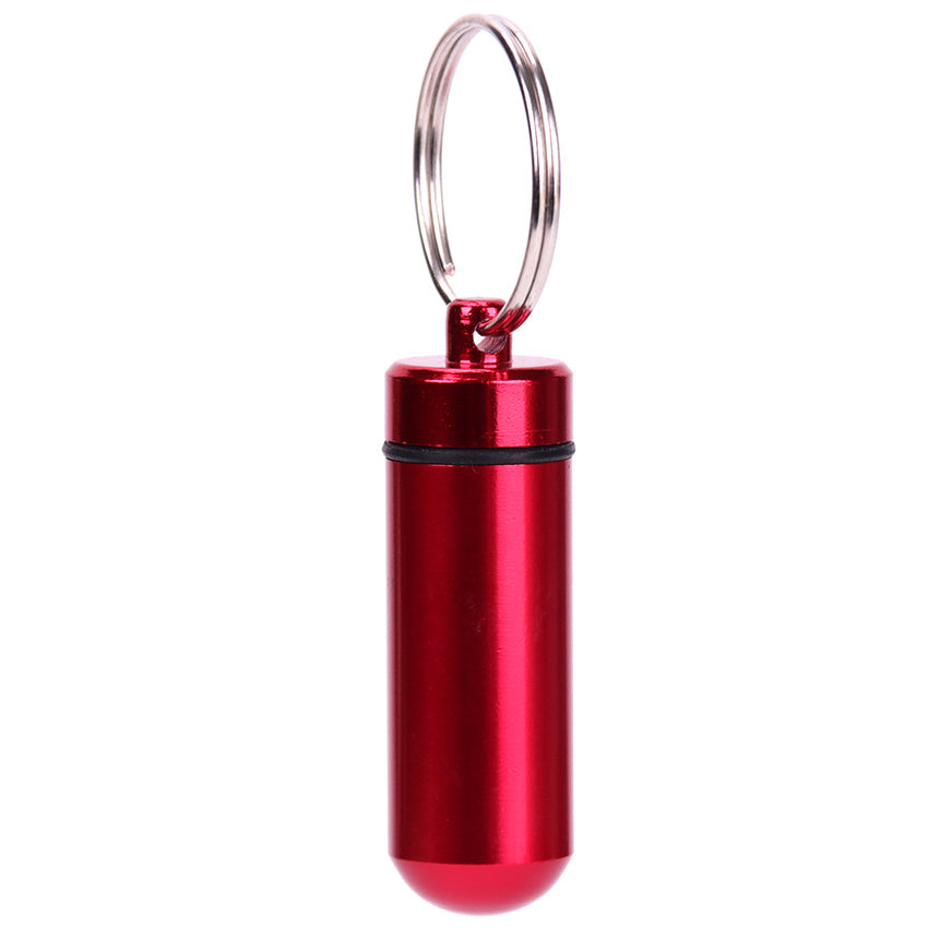 2pcs Waterproof Pill Boxes Keychain Aluminum Stainless Steel