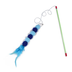 Interactive Feather Cat Teaser Stick Toy with Pompom