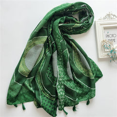 Avocado Green Twill Scarf Warm Windproof Shawl Casual Tassel