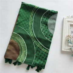 Avocado Green Twill Scarf Warm Windproof Shawl Casual Tassel