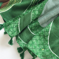 Avocado Green Twill Scarf Warm Windproof Shawl Casual Tassel