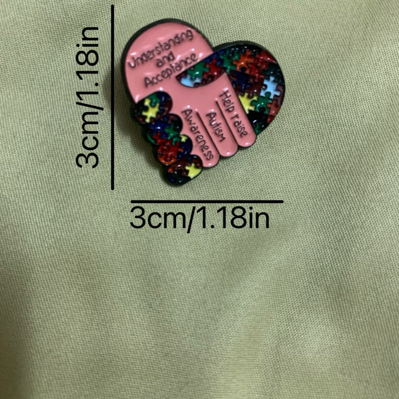 Block Heart Brooch Stainless Steel