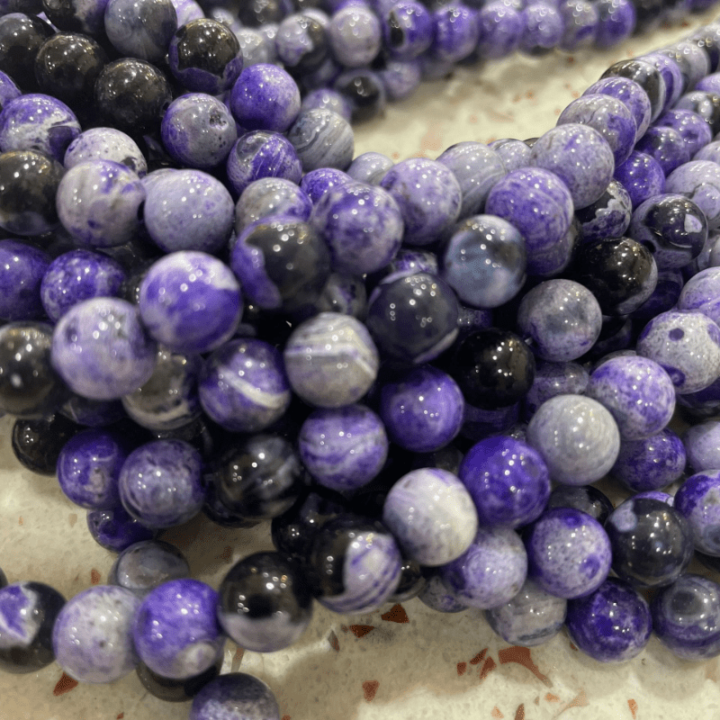 Purple Block Round Stone Loose Jewelry Making Accessories Art Craft Material