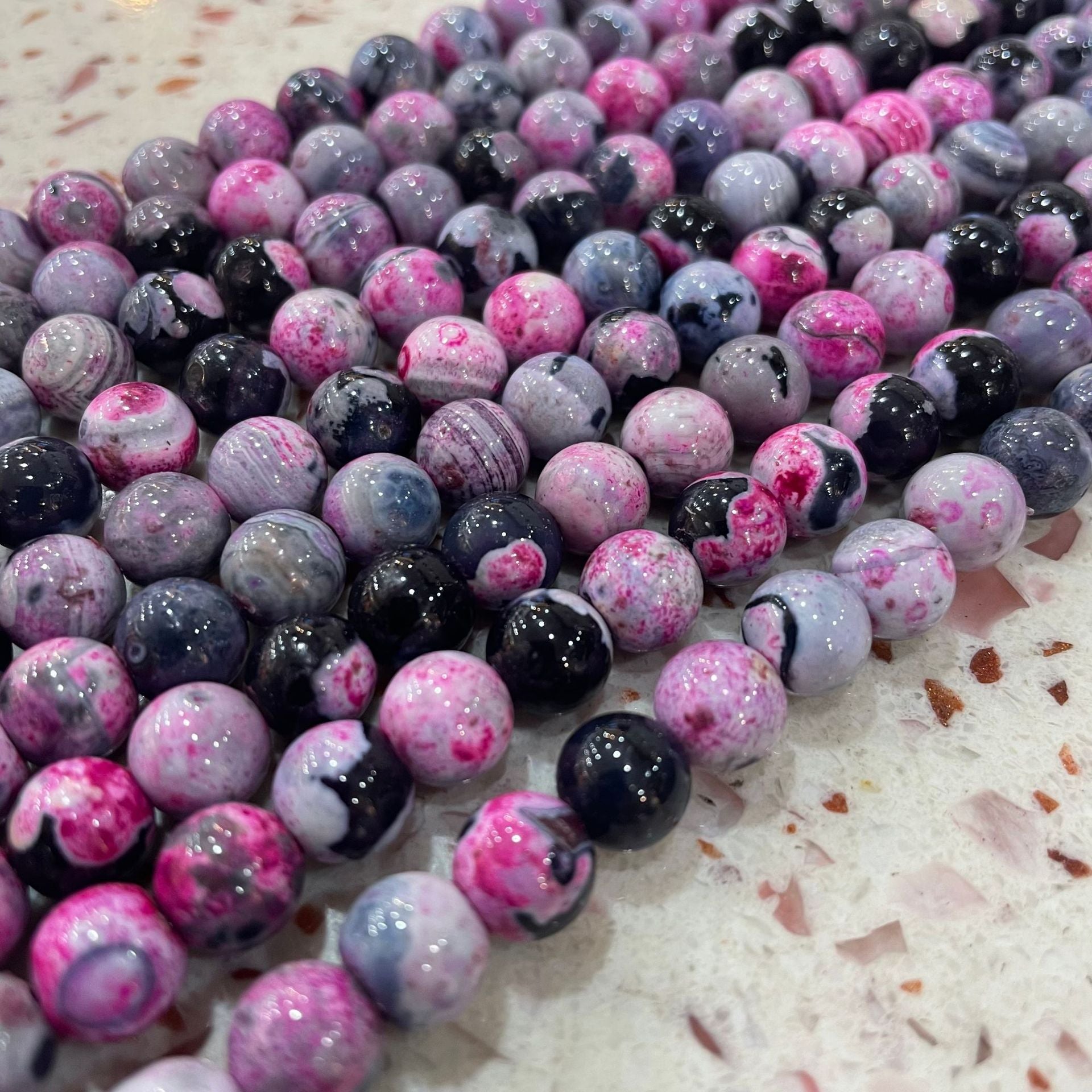 Rose Red Flame Agate Round Beads 10mm - Natural Stone Fire Agate Loose Beads