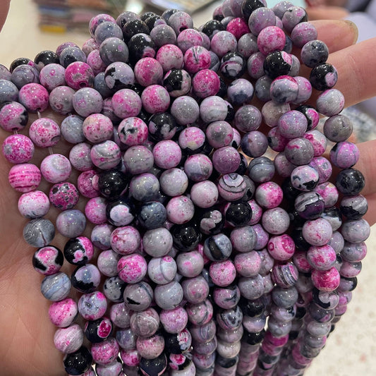 Rose Red Flame Agate Round Beads 10mm - Natural Stone Fire Agate Loose Beads