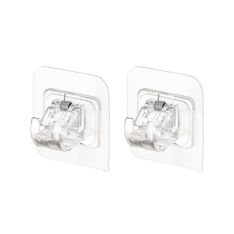 2pcs Curtain Rod Hook Wall Mounted Towel Rod Bracket Telescopic Rod Holder