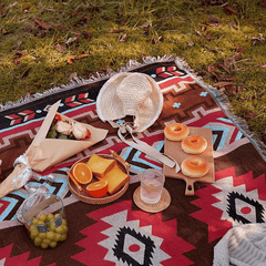 Ethnic Vintage Picnic Mat Machine Washable for Camping Beach Sofa RV